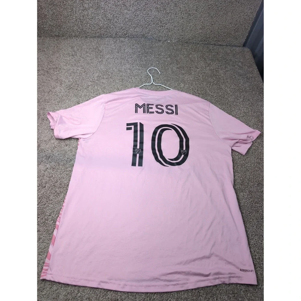 Adidas‎ Inter Miami CF Mens Pink Wavy Stripe Soccer Training Jersey Large JJ2590